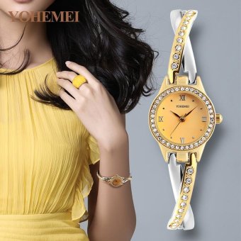 YOHEMEI 0193 Fashion Women Elegant Top Brand Luxury Famous Quartz Watch - Gold  