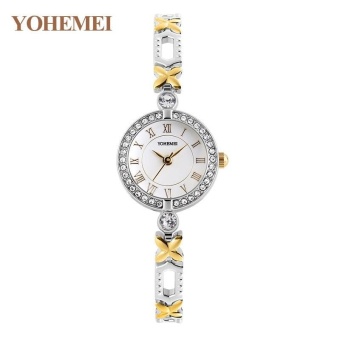 YOHEMEI Women's Classic Elegant Diamond Bracelet Quartz Watch Ladies 30M Waterproof Watches - White - intl  