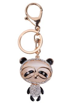 Gambar yukufus Retro Lovely Panda Shape Rhinestone Car Keychain Key HolderKey Ring (Black And White)   intl