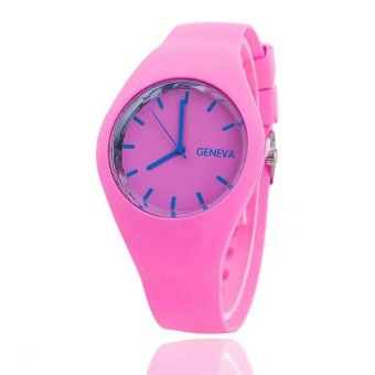 Yumite Fashion Silicone Geneva Men's Watch Silicone Watch Student Fashion Watch Ladies Casual Watch Pink Strap Pink Dial - intl  