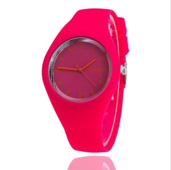 Yumite Fashion Silicone Geneva Men's Watch Silicone Watch Student Fashion Watch Ladies Casual Watch Red Strap Red Dial - intl  