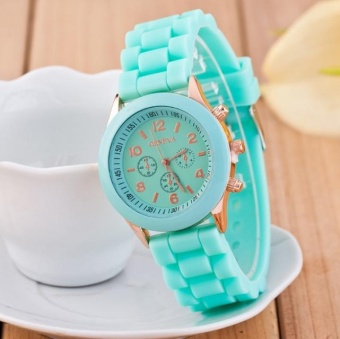 Yumite Geneva Silicone Watch Fashion Watch Three Candy Ladies Watches Student Watch Round Dial Mint Green Strap Mint Green Dial - intl  