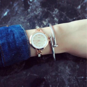 Yumite Korean Fashion Small Watches Women's Watches Female Student Tide Bracelet Simple Christmas Table Golden Strap White Dial - intl  