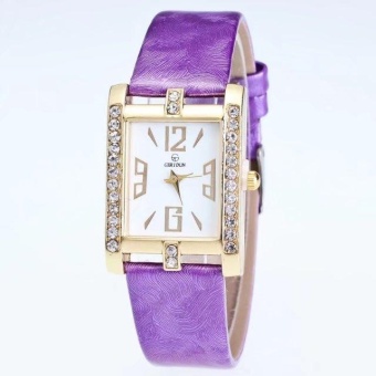 Yumite Watches Women's Fashion Trends Women's Quartz Watch Square Belt Retro Leisure Temperament Inline Women's Watches Gold Table Purple Strap White Dial - intl  
