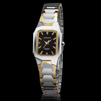 yydsop Genuine genius St. Jarno gold tungsten steel senior business couple watches square quartz watch 1060 (1 X women Watch) (Black)  