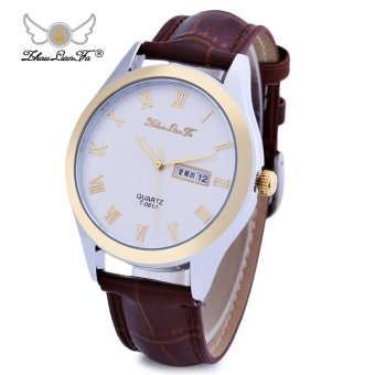 ZhouLianFa 0619 Male Quartz Watch Date Day Display 30M Water Resistance Wristwatch (Brown) - intl  