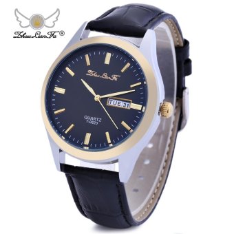 ZhouLianFa 0620 Men Quartz Watch Day Date Display 3ATM Genuine Leather Band Wristwatch (Black) - intl  