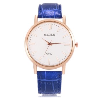 ZhouLianFa G802 Female Quartz Watch Leather Band Concise Dial Wristwatch (Blue) - intl  