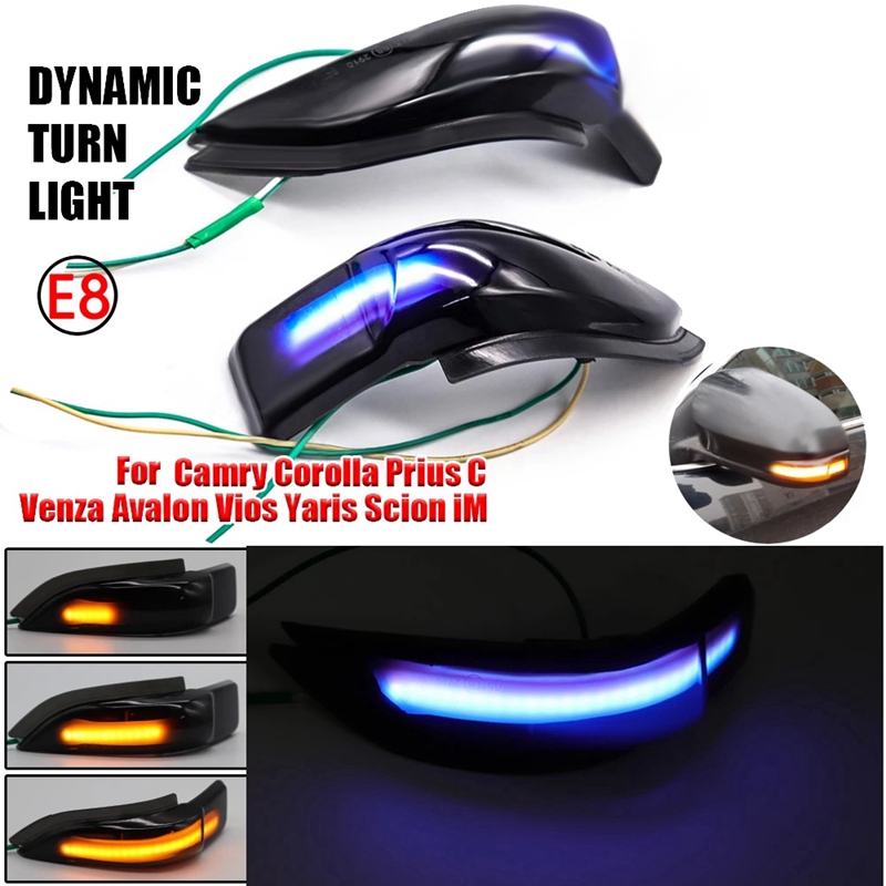 Car LED Dynamic Rearview Mirror Light Turn Signal Indicator for Toyota Corolla Yaris XP130 Auris Camry Prius Blue Light