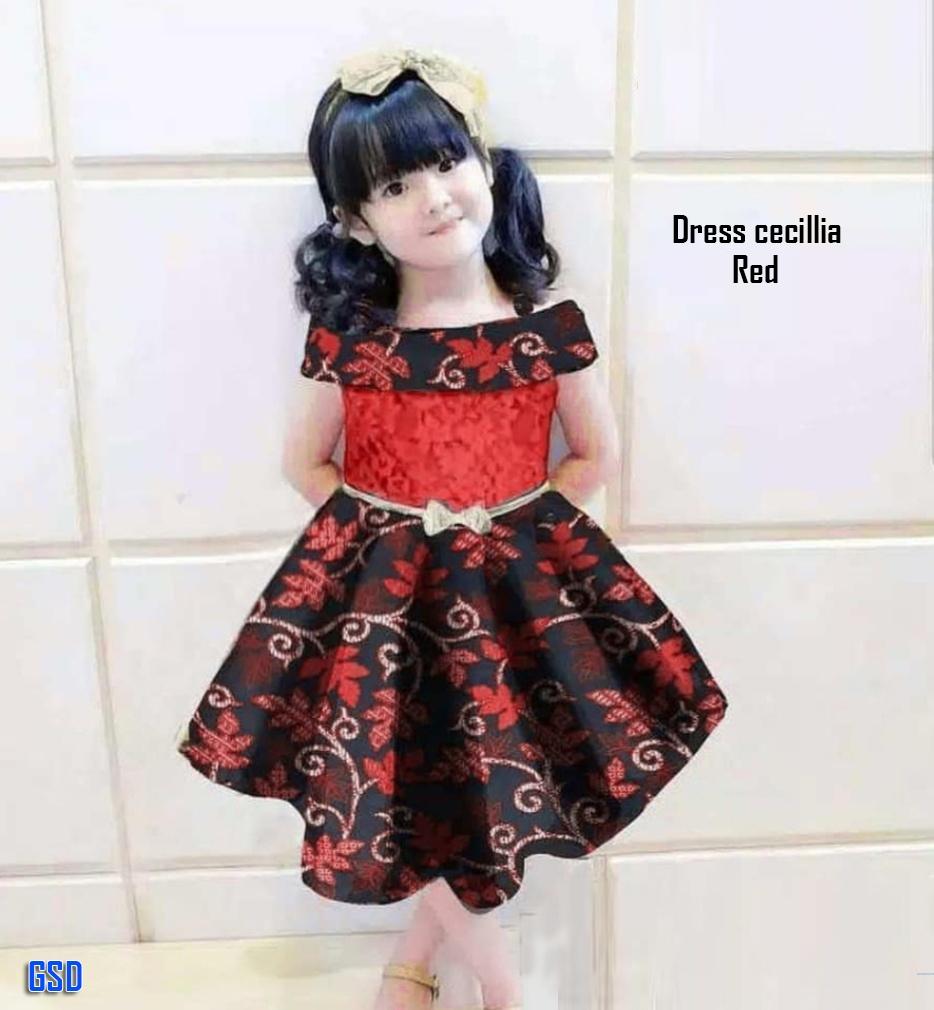 Ncr Baju Anak Perempuan Dress Pesta Anak Dress Batik Terbaru Dress Cecilia