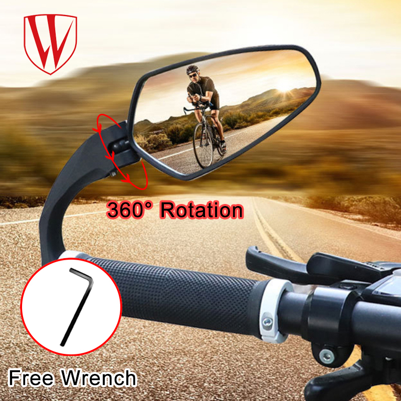 WHEEL UP จักรยาน1PCS หัวเข็มขัดนิรภัยกระจก360องศากระจกมองหลัง MTB ขี่จักรยานบนถนนด้านหลังกระจกมองหลังขี่จักรยานอุปกรณ์เสริม