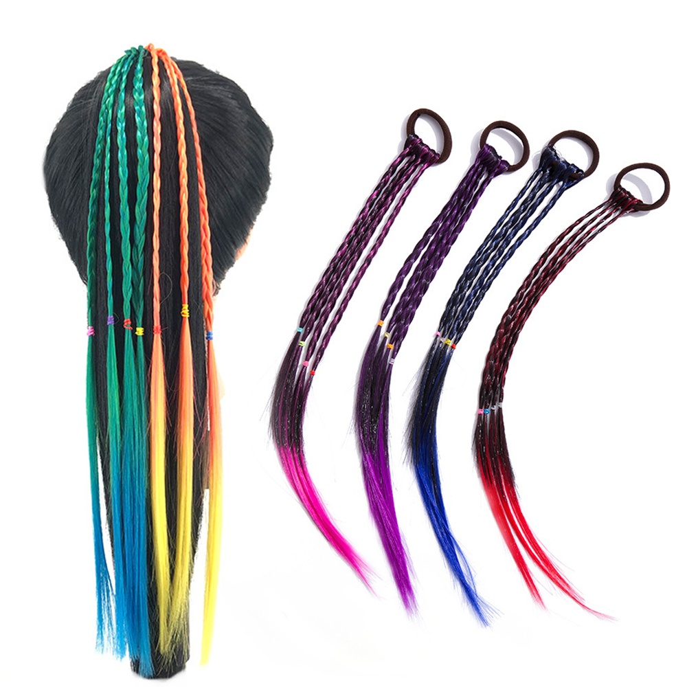 DAOQIWANGLUO Cute Headwear Elastic Twist Braid Kids Hair Accessories Princess Headbands Colorful Wig Hair Ropes Girls Hair Bands