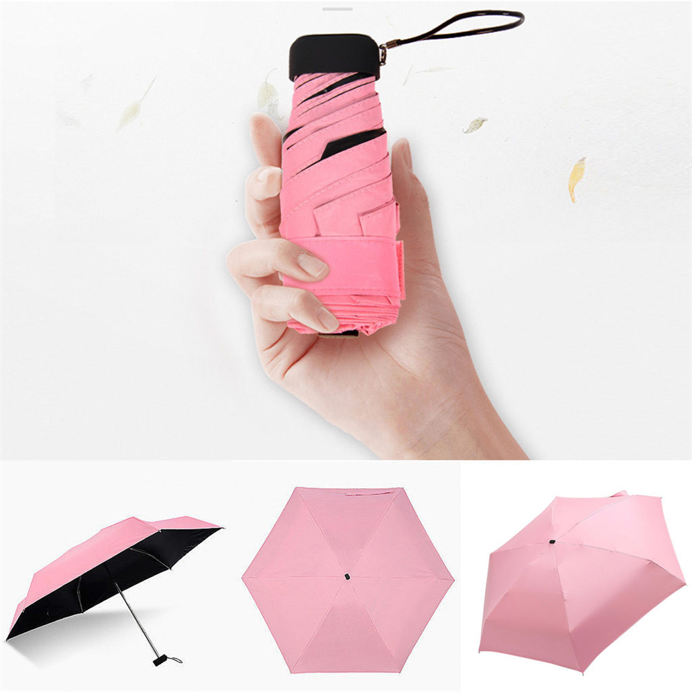 GAOJINDU19 Dual-use Travel Coating Parasol Sunscreen Portable Waterproof 5 Fold Sun Umbrella Mini Umbrella Rain Umbrella Pocket Compact