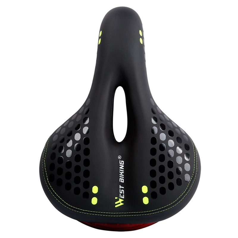 WEST การขี่มอเตอร์ไซค์ Saddle PU Breathable Soft เบาะจักรยานพร้อมไฟเตือนจักรยานบนถนน MTB Saddles