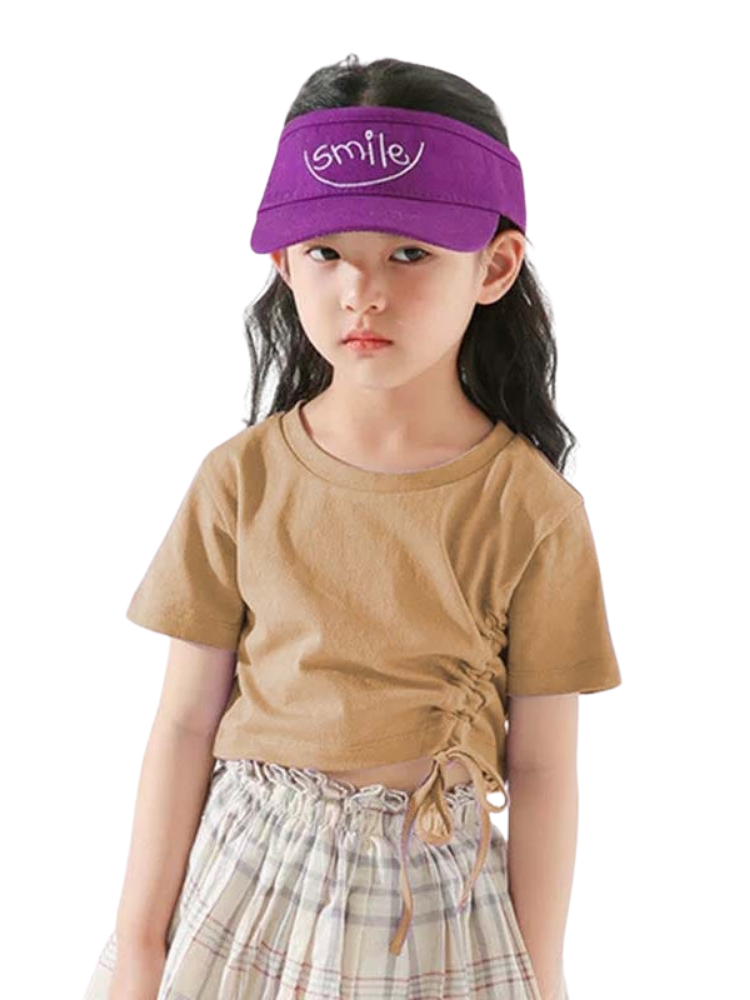 Kaos Polos Atasan Croptop Anak Perempuan Model Serut Bahan Katun Combed 24s Usia 2 Tahun Sampai 8 Tahun - Lilac
