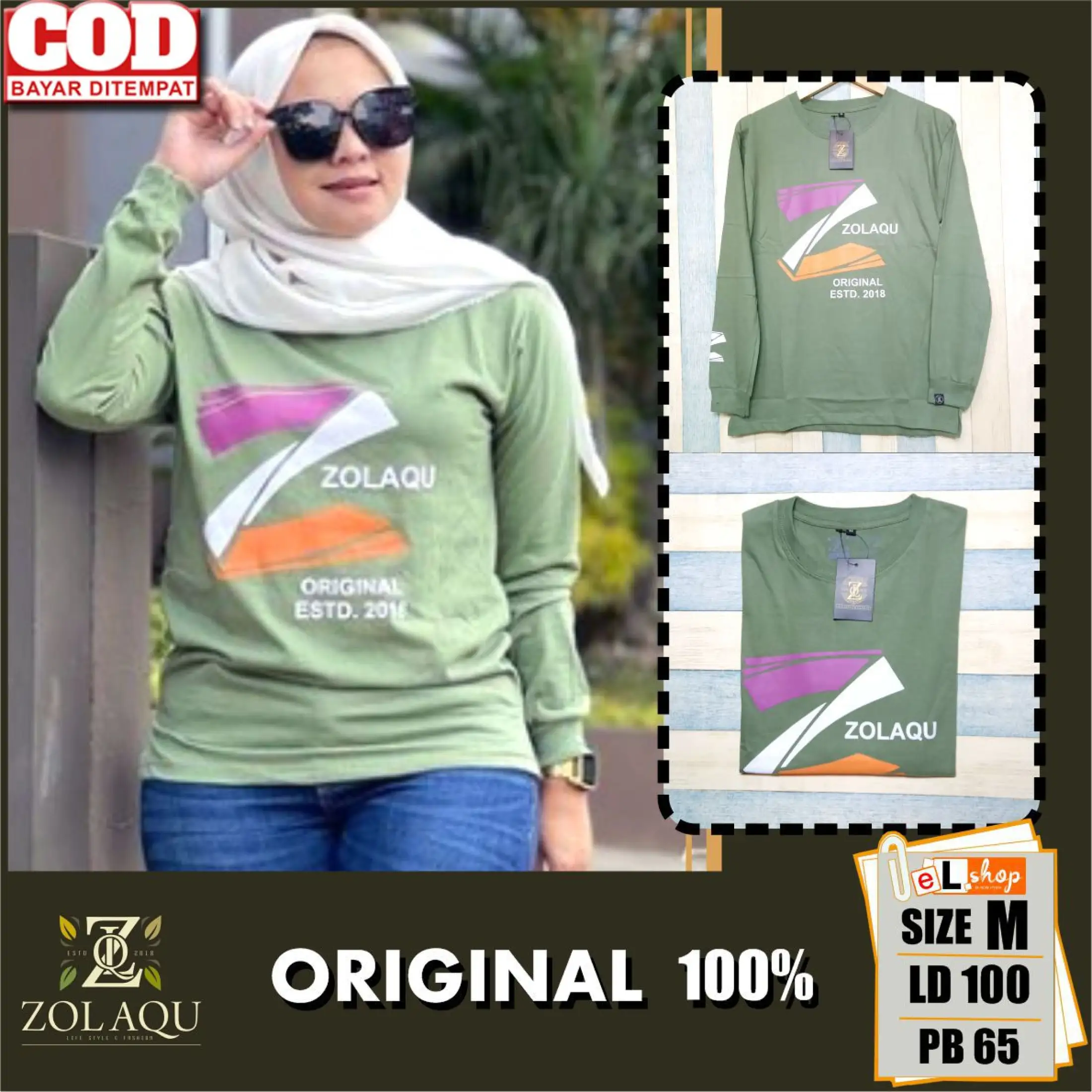 Kaos Zolaqu Ori Terbaru 2021 Atasan Original 100 Pakaian Wanita Outfit Clothing Baju Blouse Blus Casual Sweater Busana Muslim Lengan Panjang Zlq Terlaris Trendy Termurah Tshirt Jumbo Hijau