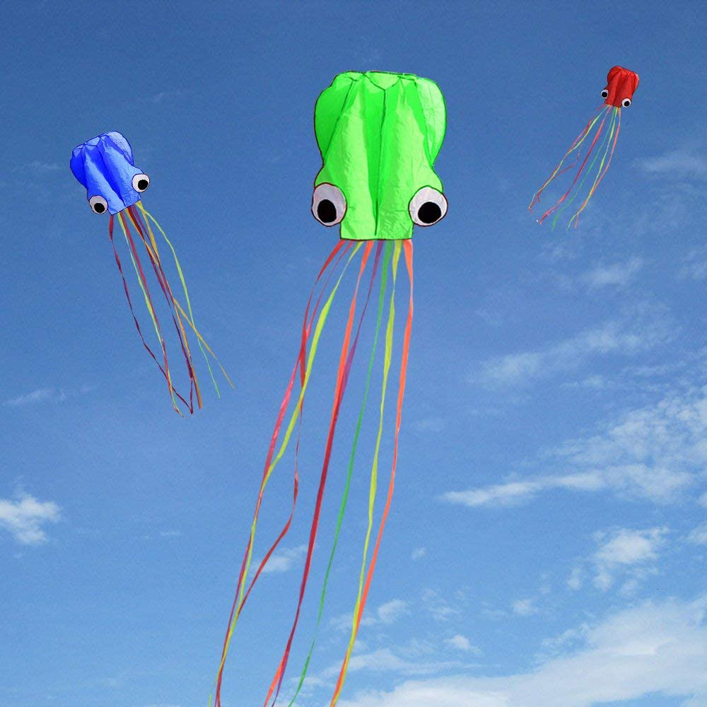 MAHIN เครื่องมือบินของเล่นกลางแจ้ง4M ว่าวอ่อน Flying String ตัวการ์ตูนปลาหมึก Kite 3D Octopus Kite สัตว์ Kite ว่าวลอยได้