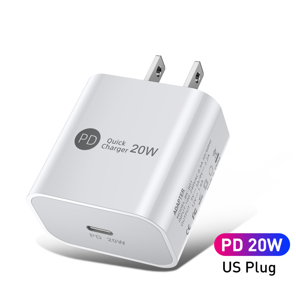 Ballad【In Stock】PD 20Wที่ชาร์จไฟรวดเร็วUSBที่ชาร์จปลั๊กUSสำหรับiPhone 12 Pro Max Fast Charging Charger Type-C USBCที่ชาร์จมือถือติดกำแพง