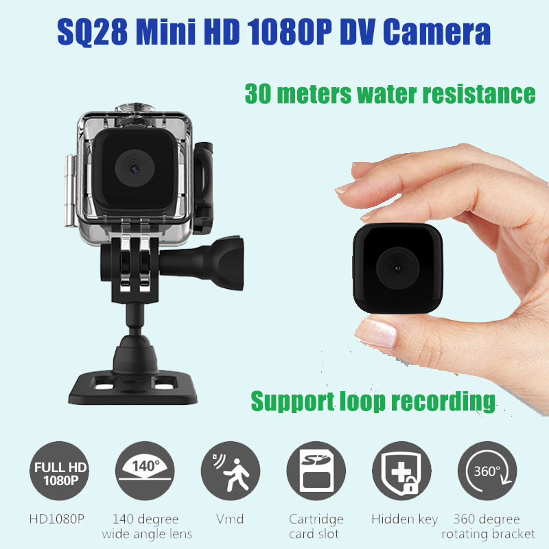 EEMD SQ28 Mini HD 1080P กล้อง DV Sport กันน้ำสมาร์ทการมองเห็นได้ในเวลากลางคืนสนับสนุนการบันทึก Loop
