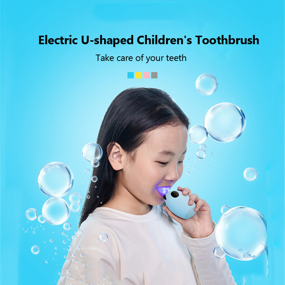 【Wisdhome】U-รูปการ์ตูนเด็กแปรงสีฟันไฟฟ้าพลังคลื่นเสียงอัตโนมัติUltrasonicฟันแปรงสีฟัน3โหมดการทำงาน