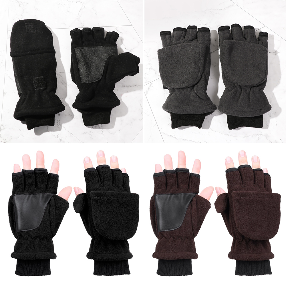 FASHION ALEKSEY Winter Warm Hiking Running Thicken Touch Screen Gloves Sport Mittens Fingerless Gloves Convertible