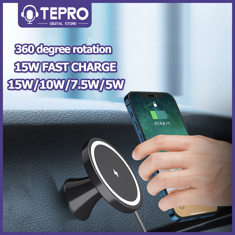 TeProอุปกรณ์ดิจิตอล15Wแม่เหล็กที่ชาร์จในรถไร้สายที่วางโทรศัพท์MagsafingสำหรับIPhone 12 IPhone12 Proไร้สายสูงสุดที่ชาร์จไฟบนรถยนต์ที่วางโทรศัพท์