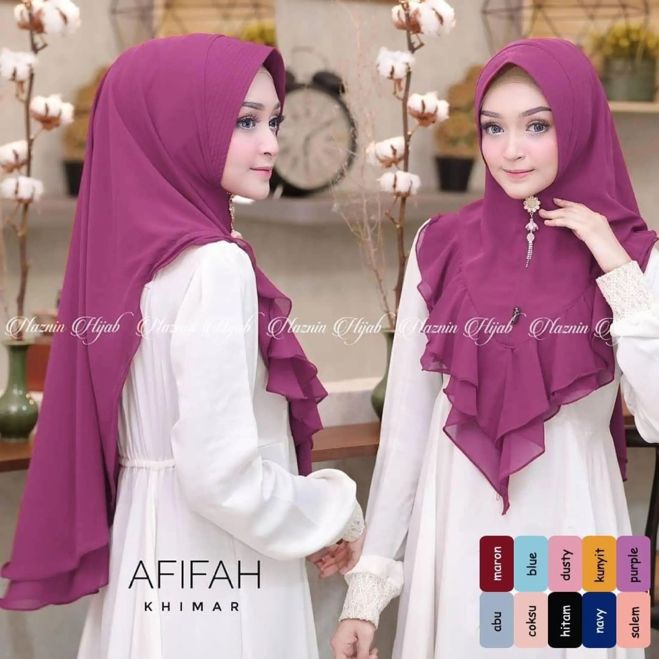 Jilbab Khimar Afifah All Varian Series Purple Hijab Terbaru Kerudung Syari Jilbab Khimar Pet Jilbab Grosir Lazada Indonesia