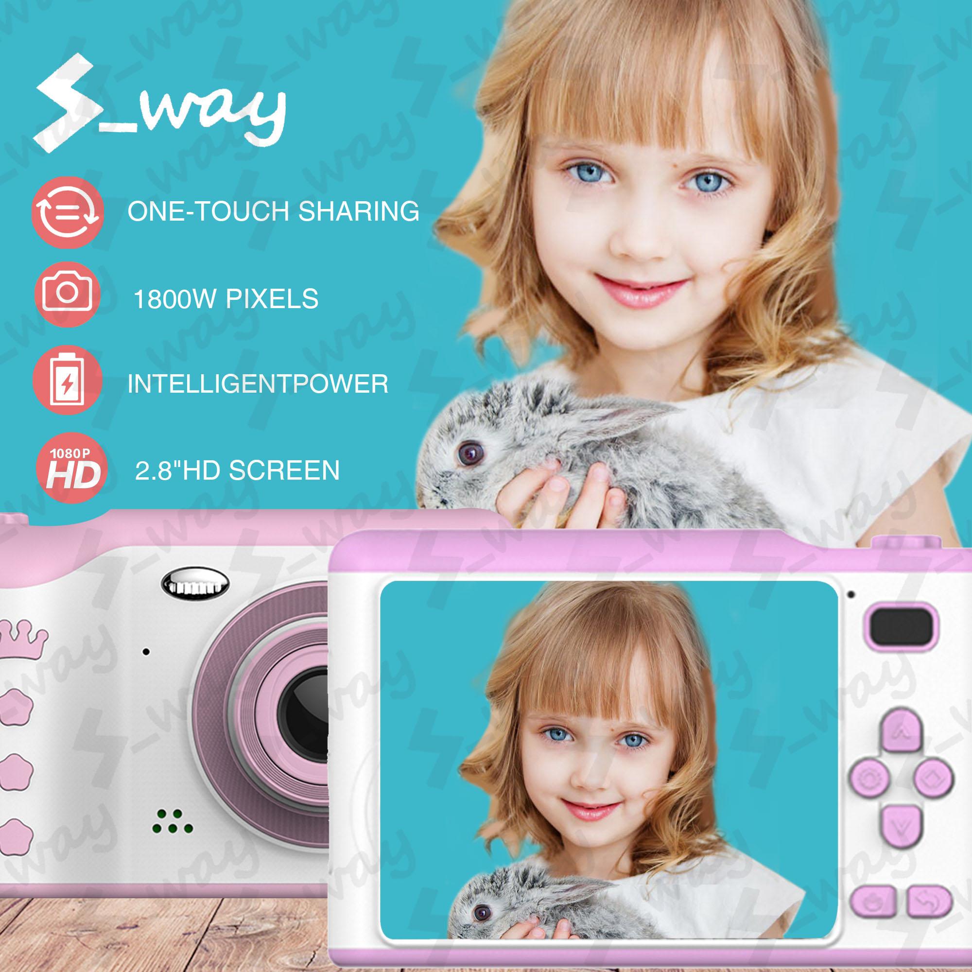 S_wayกล้องสำหรับเด็กขนาด2.8นิ้ว,หน้าจอเทคโนโลยีIPSถนอมสายตาสามารถถ่ายภาพได้หน้าจอสัมผัสแบบHDเลนส์คู่ดิจิตอลความละเอียด18MPสำหรับเด็ก
