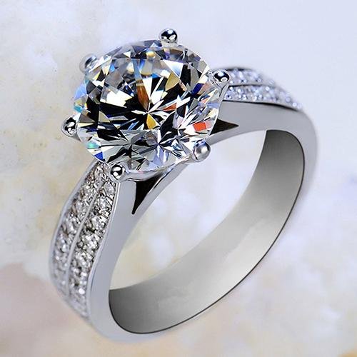 Nữ Nhẫn Đính Đá Zircon Thời Trang Nhẫn Ngón Tay Hợp Kim Mạ Bạc Sang Trọng Trang Sức