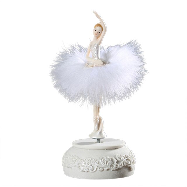 สีชมพู Ballerina กล่องดนตรีสีขาวสาวบัลเล่ต์กล่องดนตรีหมุนกล่องดนตรีกระโปรงขนนก Carousel 3d กล่องกล่องดนตรีสำหรับสาวของขวัญน่ารัก