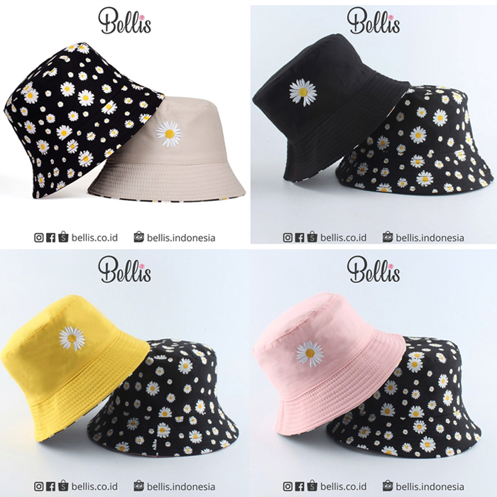 Topi Bucket Hat Murah Motif Bunga 