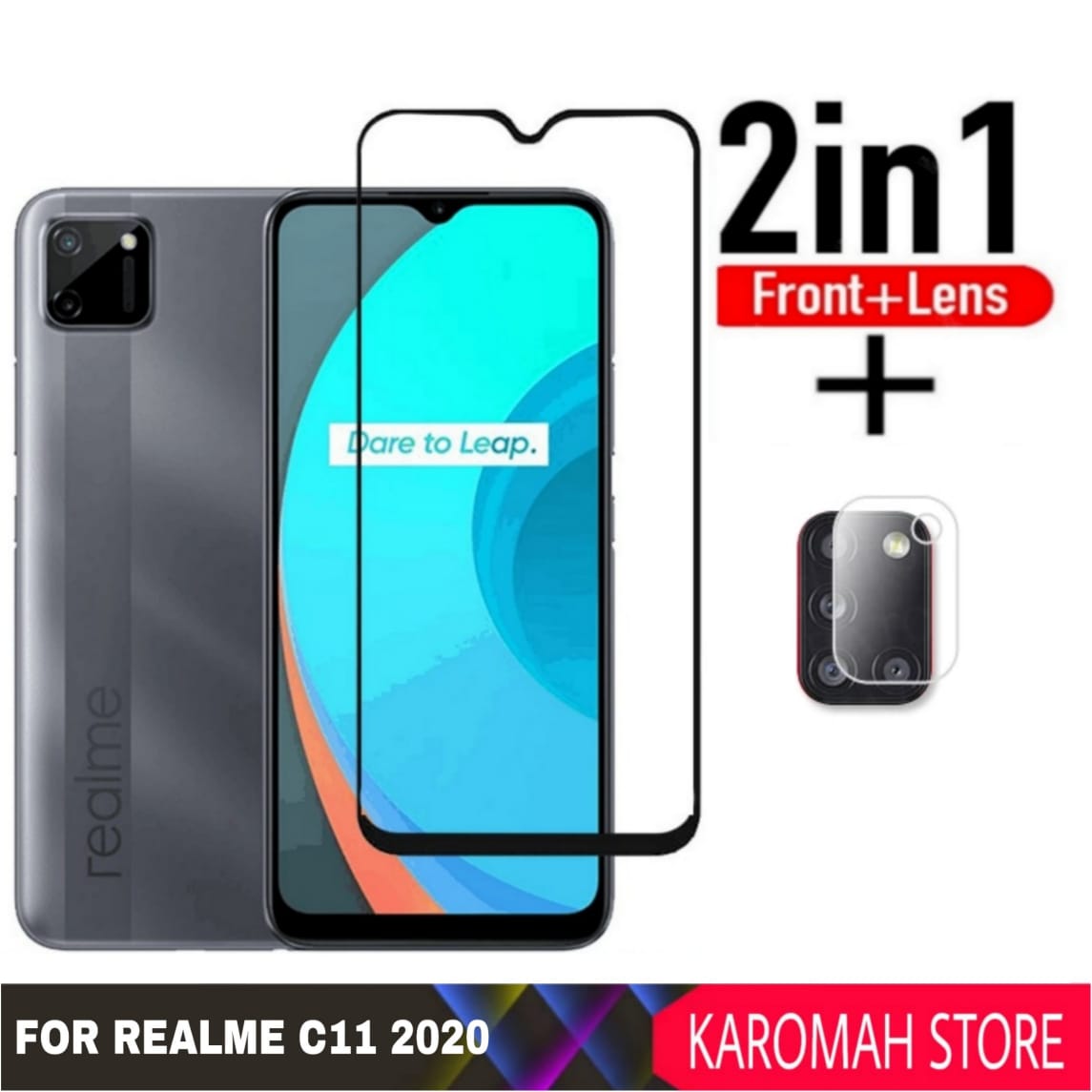 Promo Paket 2 Inc 1 Tempered Glass Realme C11 C12 2020 Anti Gores Kaca Warna Hitam Lazada Indonesia