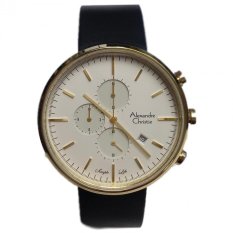 Alexandre Christie AC 6415 Pria - Gold White - Jam Tangan Pria - Strap Leather - Hitam - Anti Air