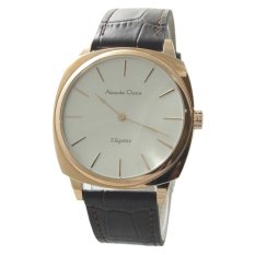 Alexandre Christie Jam Tangan Pria - Brown Rosegold White - Leather Strap - 8483 MHLRGSL