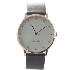 Alexandre Christie Jam Tangan Pria - Rosegold White Brown - Leather Strap - 8468 MHLRGSL