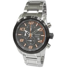 Alexandre Christie Jam Tangan Pria - Silver Black Orange- Strap Stainless Steel - AC 6381MSBOR