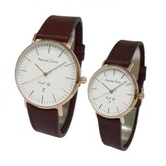 Alexandre Christie Simple Life Couple Series 8419LMDLRGSL Rose Gold Jam Tangan Pasangan - Cokelat