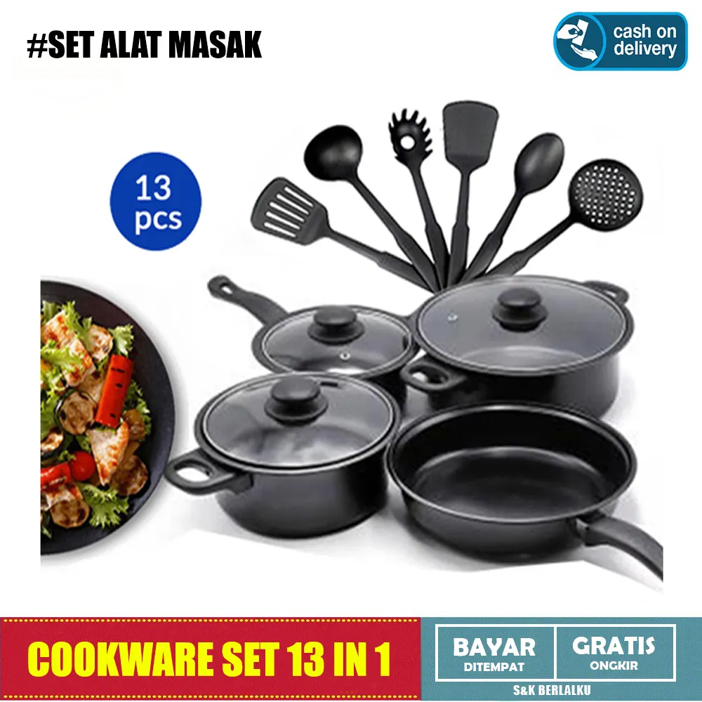 Cookware Set 5 Pcs Non Stick Anti Lengket Peralatan Masak Panci - Set  Peralatan Masak Komplit