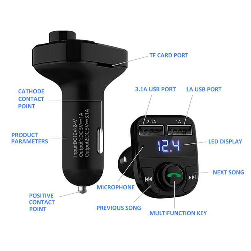 Charger Mobil Bluetooth FM Transmitter 