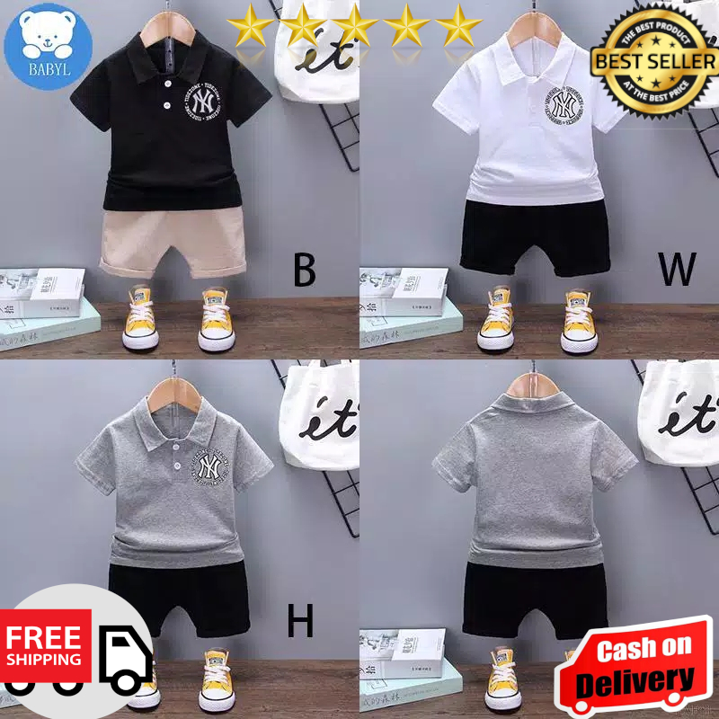 KITA ONLINE-[GRATIS ONGKIR/COD] NY POLO SET// SETELAN ANAK LAKI LAKI 1 2 3 4 TAHUN BAJU LENGAN PENDEK DAN CELANA 1 SET KEKINIAN MURAH TERBARU MODEL KOREAN STYLE IMPORT KOREA LUCU KEREN TERBARU KASUAL ANAK BAYI BALITA COWOK BAGUS LUCU BAGUS