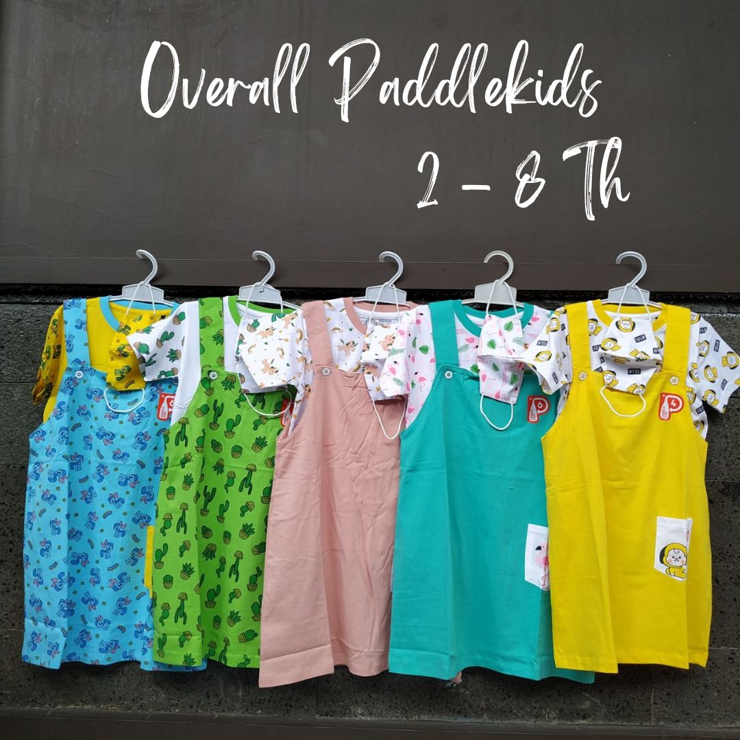 OVERALL (INNER DAN DRESS PISAH) ANAK CEWEK USIA 2-8 TAHUN BY PADDLEKIDS TUNIK BAHAN KATUN COMBED FREE MASKER