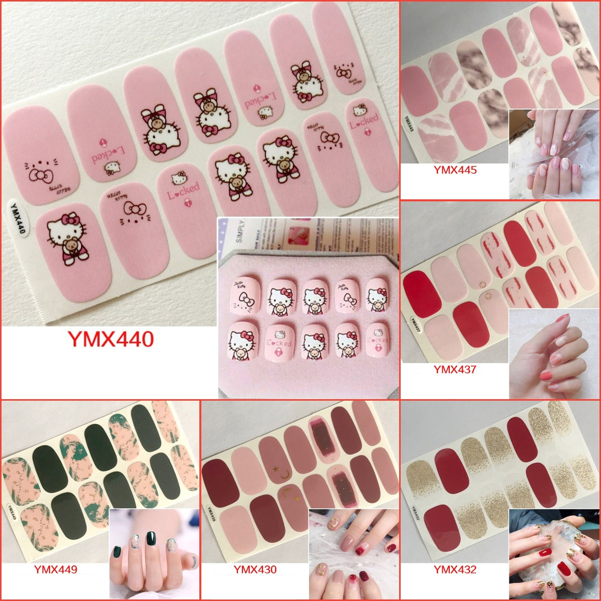 14pcs/set YMX Tuyển Tập Miếng dán móng tay nghệ thuật mã Hoạt Hình cute Mèo máy snoopy Micky Phụ Nữ Thú Cưng Chống Thấm Nước Bền Lâu Cho Trí Móng Tay Kiểu Dáng Thời