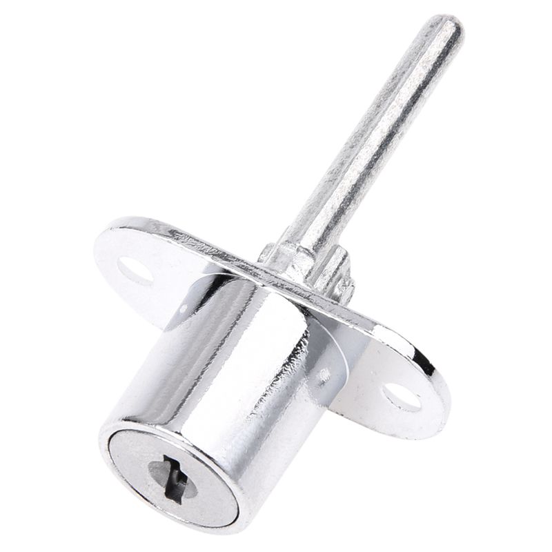 19mm Cylinder Head Diameter Silver Tone Metal Drawer Plunger Lock with 2 Keys