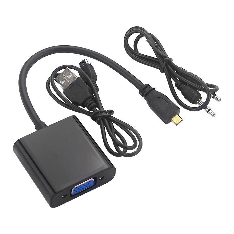 Micro-hdmi to vga adapter cable 1080p video converter with audio jack usb power cable for xbox camera raspberry pi 4