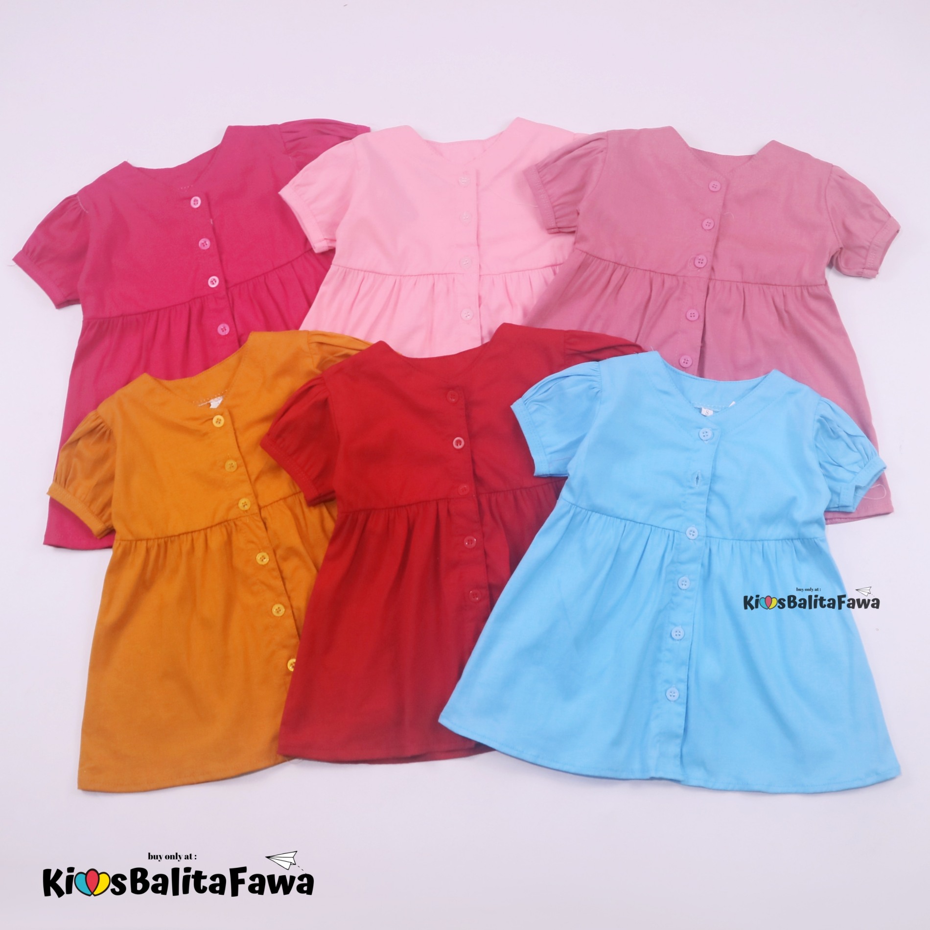 Dress Allysa uk 1-4 Tahun / Baju Polos Lengan Pendek Anak Perempuan Cewek