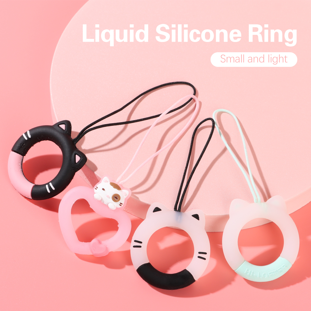 GUOGU Multicolor Soft U Disk Earphone Protective Case Silicone Ring Pendant Anti-Lost Mobile Phone Lanyard