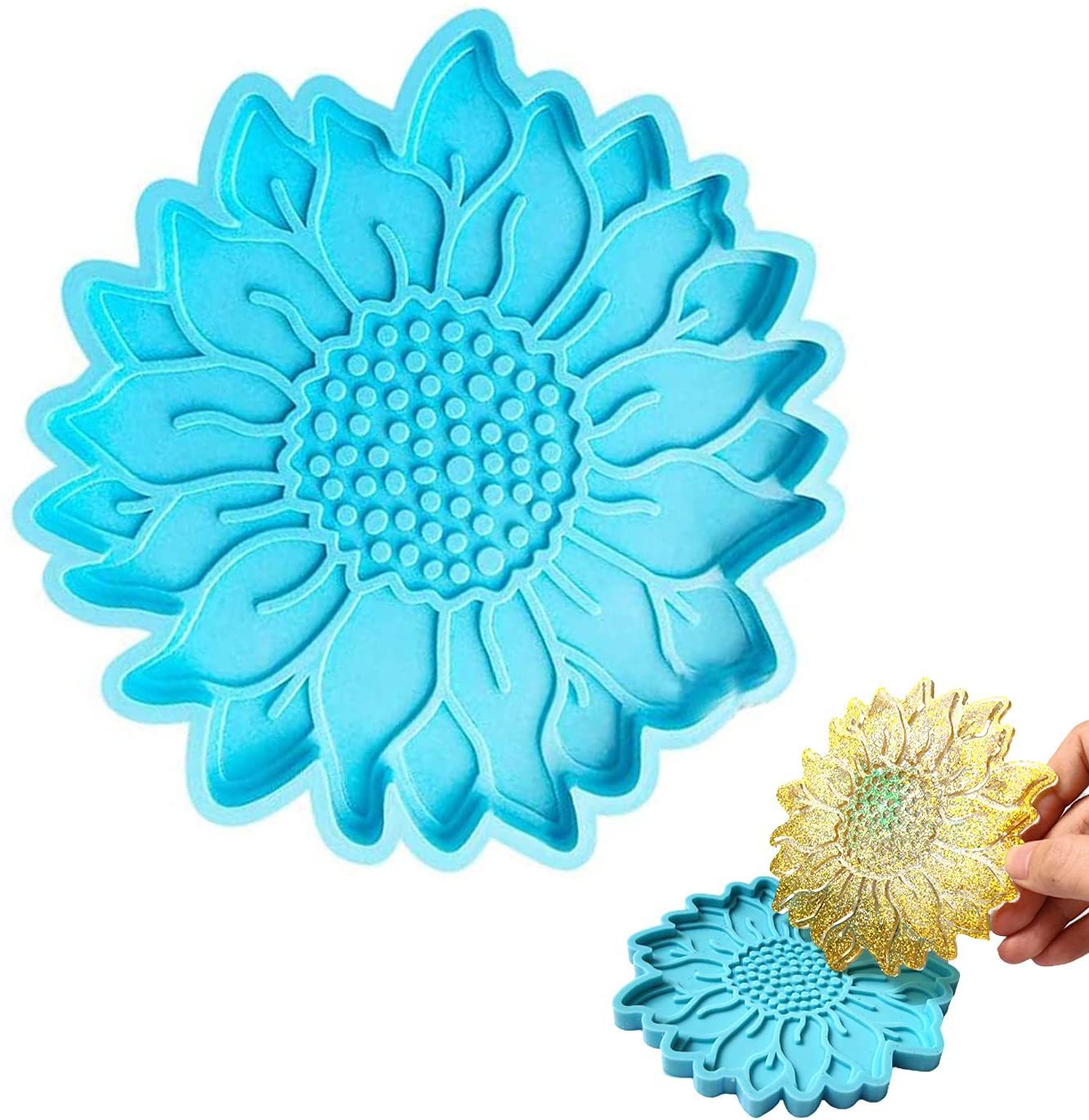 BUANAR8 Sun ดอกไม้ของตกแต่งบ้านแผ่นรองแก้วแผ่น DIY เทียนแม่พิมพ์แม่พิมพ์ Coaster เครื่องมือเเม่พิมพ์สำหรับทำอาหาร