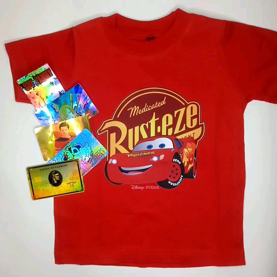 OMARU Baju Kaos Anak Karakter Lucu Lighting McQueen Disney 1-10 Thn Unisex T Shirt Bahan Cotton Combed 30s