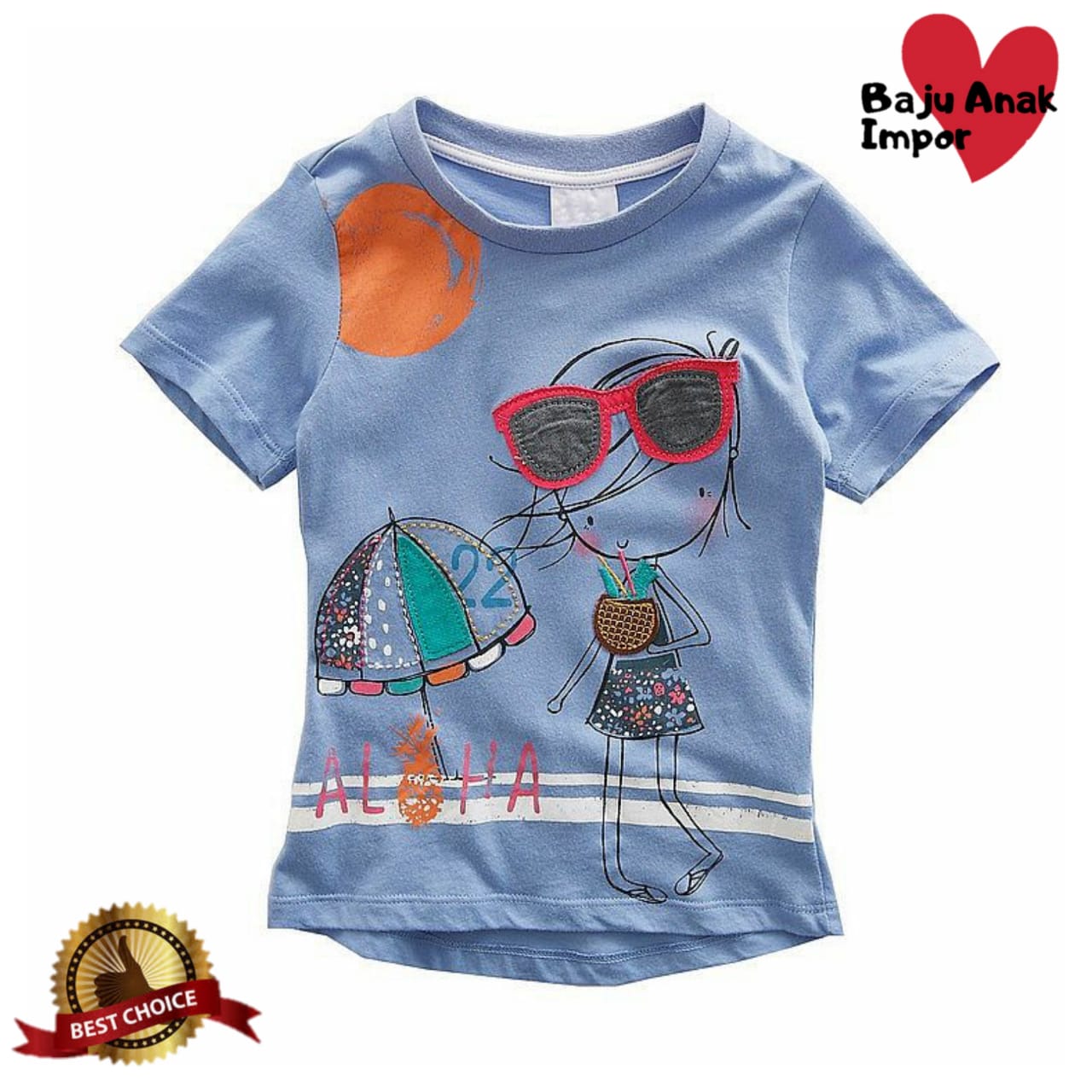 Kaos Anak Perempuan Import Girl Blue Kaos Anak Perempuan Motif Lucu Branded Berkualitas