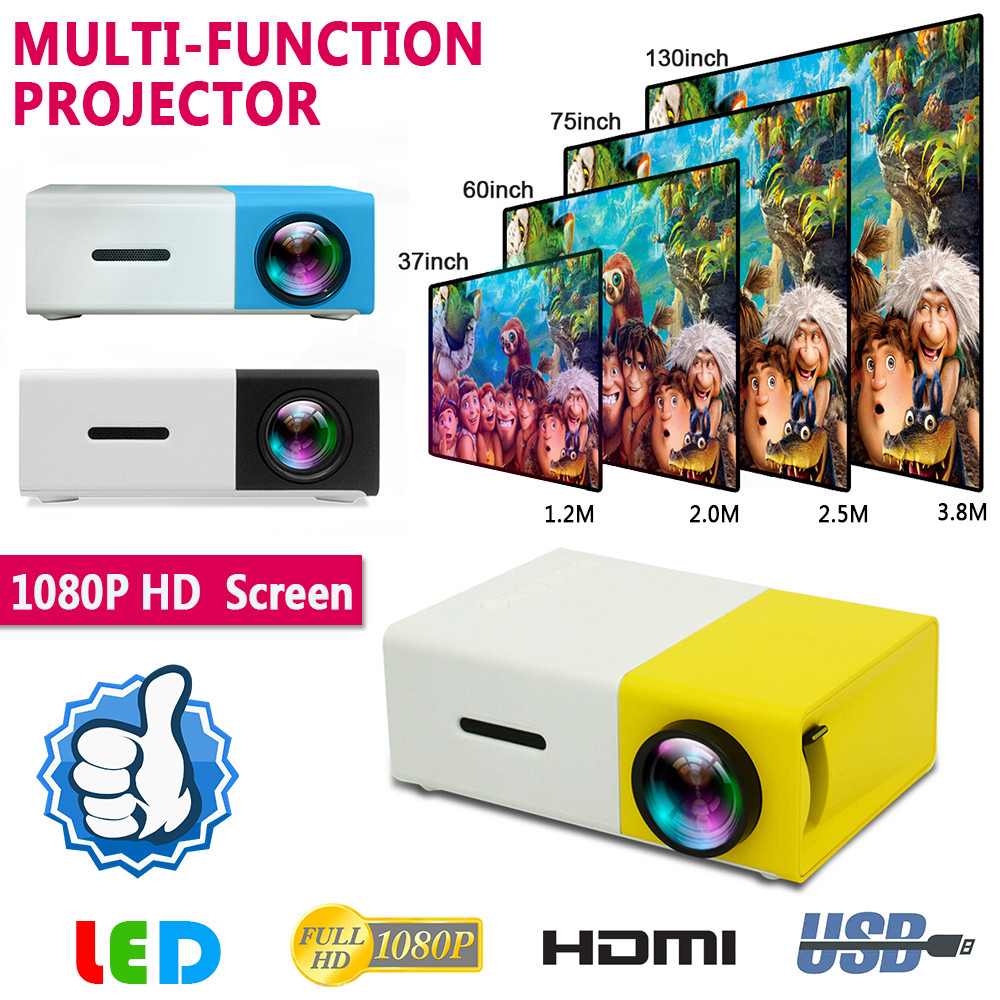 Máy chiếu mini led yg300 pro 1080p full hd máy chiếu gia đình xách tay máy nghe nhạc gia đình hỗ trợ hdmi usb av tf ps4-quốc tế